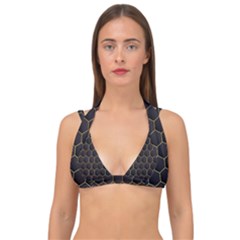 Hexagon Black Background Double Strap Halter Bikini Top