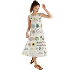 Cute Flowers Plants Big Collection Summer Maxi Dress