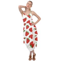 Seamless Pattern Fresh Strawberry Layered Bottom Dress