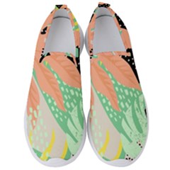 Abstract Seamless Pattern With Tropical Leaves Hand Draw Texture Vector Men s Slip On Sneakers by Vaneshart