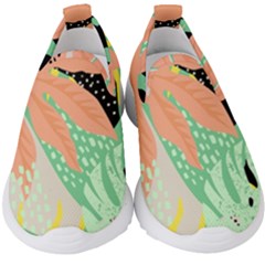 Abstract Seamless Pattern With Tropical Leaves Hand Draw Texture Vector Kids  Slip On Sneakers by Vaneshart