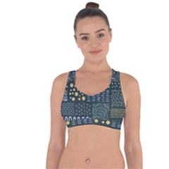 Mixed Background Patterns Cross String Back Sports Bra