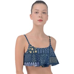 Mixed Background Patterns Frill Bikini Top