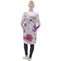 Vector Hand Drawn Cosmos Flower Pattern Hooded Pocket Cardigan View2