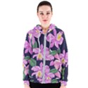 Vector Hand Drawn Orchid Flower Pattern Women s Zipper Hoodie View1