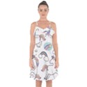 Cute Unicorns With Magical Elements Vector Ruffle Detail Chiffon Dress View1