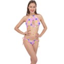 Pop Art Pineapple Seamless Pattern Vector Cross Front Halter Bikini Set View1