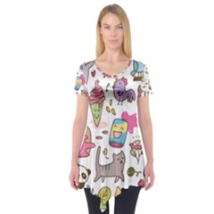 Set Kawaii Doodles Short Sleeve Tunic  by Vaneshart