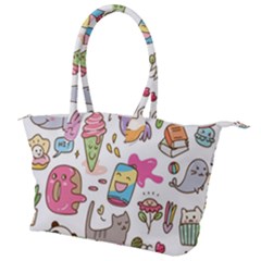 Set Kawaii Doodles Canvas Shoulder Bag by Vaneshart