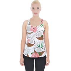 Seamless Pattern Coconut Piece Palm Leaves With Pink Hibiscus Piece Up Tank Top by Vaneshart