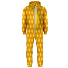 Abstract Honeycomb Background With Realistic Transparent Honey Drop Hooded Jumpsuit (men)  by Vaneshart