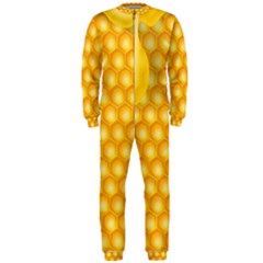 Abstract Honeycomb Background With Realistic Transparent Honey Drop Onepiece Jumpsuit (men)  by Vaneshart