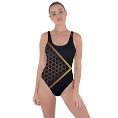 Black Arrow Gold Line Hexagon Mesh Pattern Bring Sexy Back Swimsuit by Vaneshart