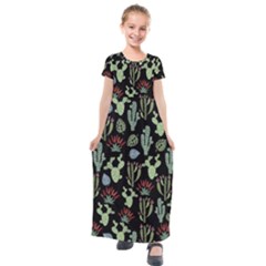 Cute Africa Seamless Pattern Kids  Short Sleeve Maxi Dress by Vaneshart