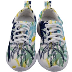 Colorful Summer Palm Trees White Forest Background Kids Athletic Shoes by Vaneshart