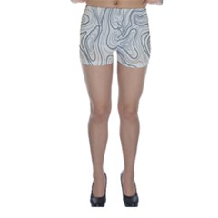 Topographic Lines Background Salmon Colour Shades Skinny Shorts by Vaneshart