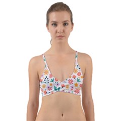 Flat Colorful Flowers Leaves Background Wrap Around Bikini Top by Vaneshart