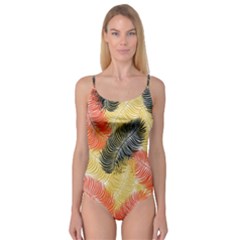 Tropical Seamless Pattern With Exotic Palm Leaves Camisole Leotard  by Vaneshart