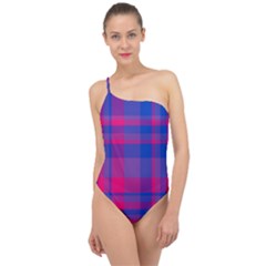 Bisexual Plaid Classic One Shoulder Swimsuit by NanaLeonti