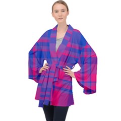 Bisexual Plaid Long Sleeve Velvet Kimono  by NanaLeonti