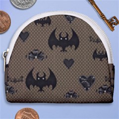 Cute Bat With Hearts Horseshoe Style Canvas Pouch by FantasyWorld7