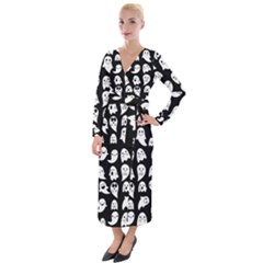 Cute Kawaii Ghost Pattern Velvet Maxi Wrap Dress by Valentinaart