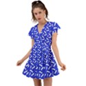 Fish Royal Blue Flutter Sleeve Wrap Dress View1