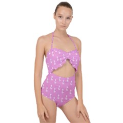 Skeleton Pink Scallop Top Cut Out Swimsuit by snowwhitegirl