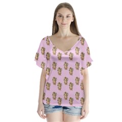 Angel Cherub Pink V-neck Flutter Sleeve Top by snowwhitegirl