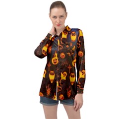 Funny Halloween Design Long Sleeve Satin Shirt