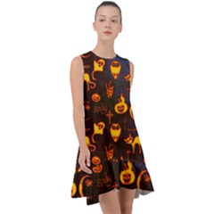 Funny Halloween Design Frill Swing Dress