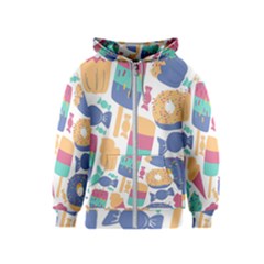 Icecream Pattern Pastel Sumer Kids  Zipper Hoodie by Vaneshart