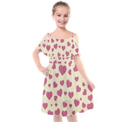 Flat Love Symbol Pattern Kids  Cut Out Shoulders Chiffon Dress