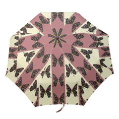 Butterflies Pink Old Old Texture Folding Umbrellas by Vaneshart