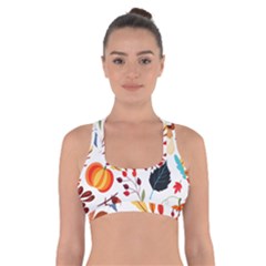 Pattern Pumpkins Autumn Cross Back Sports Bra by Vaneshart