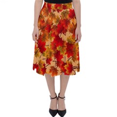 Wallpaper Background Autumn Fall Classic Midi Skirt by Vaneshart