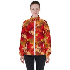 Wallpaper Background Autumn Fall Women s High Neck Windbreaker