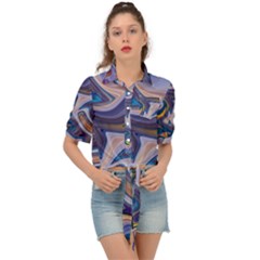 Liquid Marble Background Tie Front Shirt 