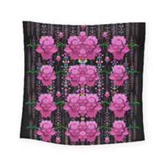 In The Dark Is Rain And Fantasy Flowers Decorative Square Tapestry (small) by pepitasart