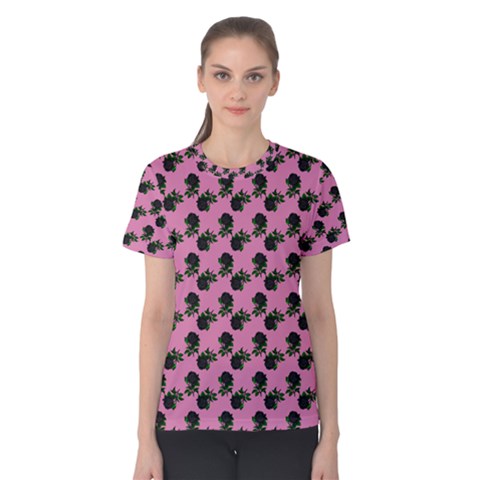 Black Rose Light Pink Women s Cotton Tee by snowwhitegirl