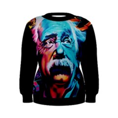 Albert Einstein Retro Wall Graffiti Blue Pink Orange Modern Urban Art Grunge Women s Sweatshirt by snek