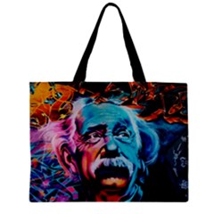 Albert Einstein Retro Wall Graffiti Blue Pink Orange Modern Urban Art Grunge Zipper Mini Tote Bag by snek