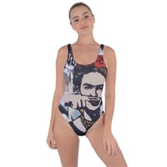 Frida Kahlo Brick Wall Graffiti Urban Art With Grunge Eye And Frog  Bring Sexy Back Swimsuit by snek