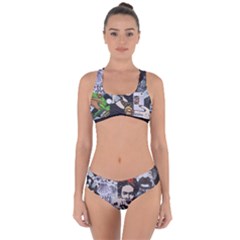 Frida Kahlo Brick Wall Graffiti Urban Art With Grunge Eye And Frog  Criss Cross Bikini Set by snek