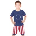 Betsy Ross flag USA America United States 1777 Thirteen Colonies vertical Kids  Tee and Shorts Set View1