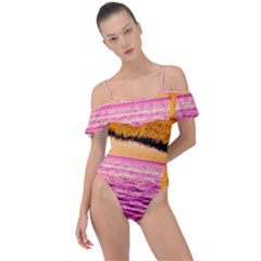 Pop Art Beach Umbrella  Frill Detail One Piece Swimsuit by essentialimage