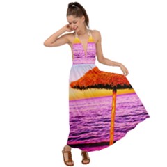 Pop Art Beach Umbrella  Backless Maxi Beach Dress