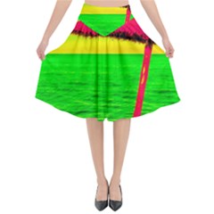 Pop Art Beach Umbrella Flared Midi Skirt by essentialimage