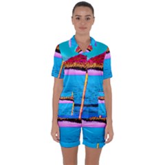 Pop Art Beach Umbrella  Satin Short Sleeve Pyjamas Set by essentialimage