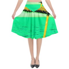 Pop Art Beach Umbrella  Flared Midi Skirt by essentialimage